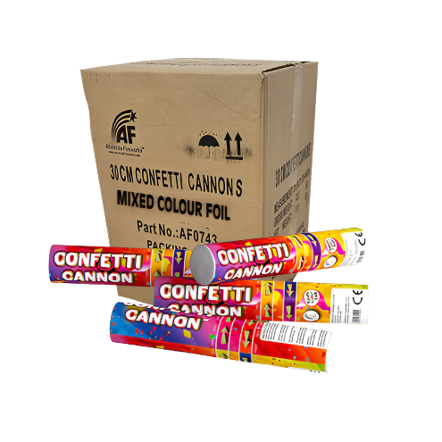 30cm Mixed Colour Foil Confetti Cannons bulk. Contains 48 Cannons.