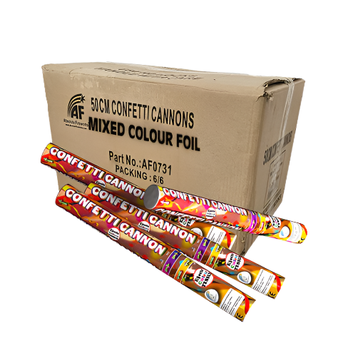 50cm Mixed Colour Foil Confetti Cannons bulk. Contains 36 Cannons.