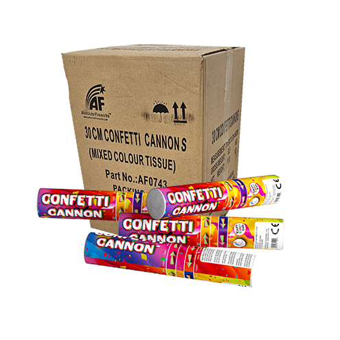 30cm Mixed Colour Tissue Confetti Cannons bulk. Contains 48 Cannons.